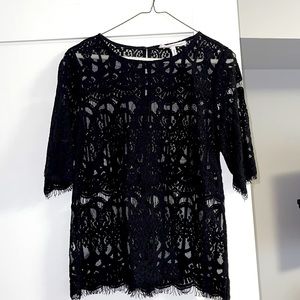 Good as new black lace bcbgeneration top.